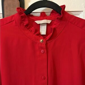 H&M Vibrant Red Ruffle Blouse